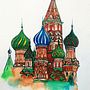 St. Basil's Cathedral, Moscow- Watercolors and Fine Pens. Een project van Traditionele illustratie, Architectuur,  Beeldende kunst,  Urban art, Posterontwerp, Aquarelschilderen,  Artistieke tekening y  Architecturale illustratie van Kamakshi Verma - 29.07.2021