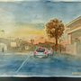 Un embouteillage au coucher du soleil. Un progetto di Pittura ad acquerello di luco_spincer - 07.08.2021