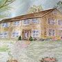 Final watercolor Saltbox house. Design project by Mariyn Weimer - 09.14.2021