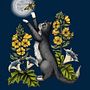 Natural Illustration - Cat in the Moonlight. Projekt z dziedziny Trad, c, jna ilustracja,  R, sunek, Ilustracja c, frowa, R, sunek realist, czn, Malarstwo c, frowe, Ilustracja naturalist i czna użytkownika kelfro - 13.11.2021