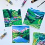Whimsical Landscapes. Traditional illustration, Fine Arts, and Product Design project by Luli Reis - 12.15.2021