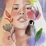 Meu projeto do curso: Retrato ilustrado em aquarela. Traditional illustration, Fine Arts, Painting, Drawing, Watercolor Painting, Portrait Drawing, and Artistic Drawing project by Andreia Apolinario - 12.15.2022