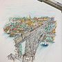 Luís I Bridge - Porto, PT . Ilustrație tradițională și Arhitectură de Patty Ledo - 01.20.2023