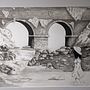 Girl Under the Bridge".   approx 18"x22".   Pen and ink with Watercolour.   . Desen & Ilustrație cu cerneală de Mike O'Leary - 05.07.2023