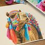 Watercolour Painting + Process - Camel with Colourful Pompoms. Watercolor Painting, and Traditional illustration project by Lyndsay Stephenson - 07.23.2023