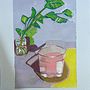 Pink glass & green leaves: Gouache painting Ein Projekt aus dem Bereich Bildende Künste, Malerei, Farbenlehre und Gouachemalerei von Salmiah Akhtar - 29.08.2023