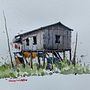Houses of Inn Lay Lake, Myanmar ( watercolor with pen ) . Schițe, Desen, Caiet de schițe, Ilustrație cu cerneală și Pictură în acuarelă de Nay Aung - 09.14.2023