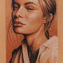 Retrato - tricromía con técnica  de "Tres tizas" sobre papel de color. Een project van Tekening met potlood,  Portrettekening, Realistische tekening,  Tekening,  Artistieke tekening, Tekenen met kleurpotloden y  Beeldende kunst van Néstor Canavarro - 18.04.2024