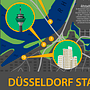 Düsseldorf City Map 2024. Een project van  Infographics, Vectorillustratie y Digitale illustratie van Rina Filonenko - 12.07.2024