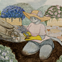 Garden Kitty. Traditional illustration, Fine Arts, Multimedia, Drawing, and Watercolor Painting project by Makayla Whitten - 04.30.2022