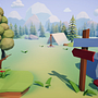 low-poly forest campsite scene in Unity. Un proyecto de 3D y Modelado 3D de Yasser AlSharif - 25.12.2024