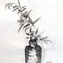 Sumi-e painting of Australian tea tree flowers in a vase. Un proyecto de Dibujo, Ilustración tradicional, Ilustración con tinta, Bellas Artes y Pintura de Adele Vincent - 23.01.2025