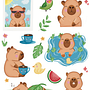 Capybara kawaii sticker sheet . Manga, Design de caractere & Ilustrație tradițională de victoriaaraque - 04.16.2025