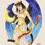 Isthar, Goddess of the Night. Drawing, Colored Pencil Drawing, Ink Illustration, and Watercolor Painting project by Ana Pagán Vicente - 04.17.2025