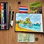 Railay, Krabi. Traditional illustration, Architectural Illustration, Watercolor Painting, and Sketchbook project by Nuria PC - 01.17.2026