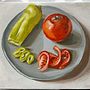Tomato and Pepper. Fine Arts, Painting, and Oil Painting project by arghavanbaghernia - 03.28.2026