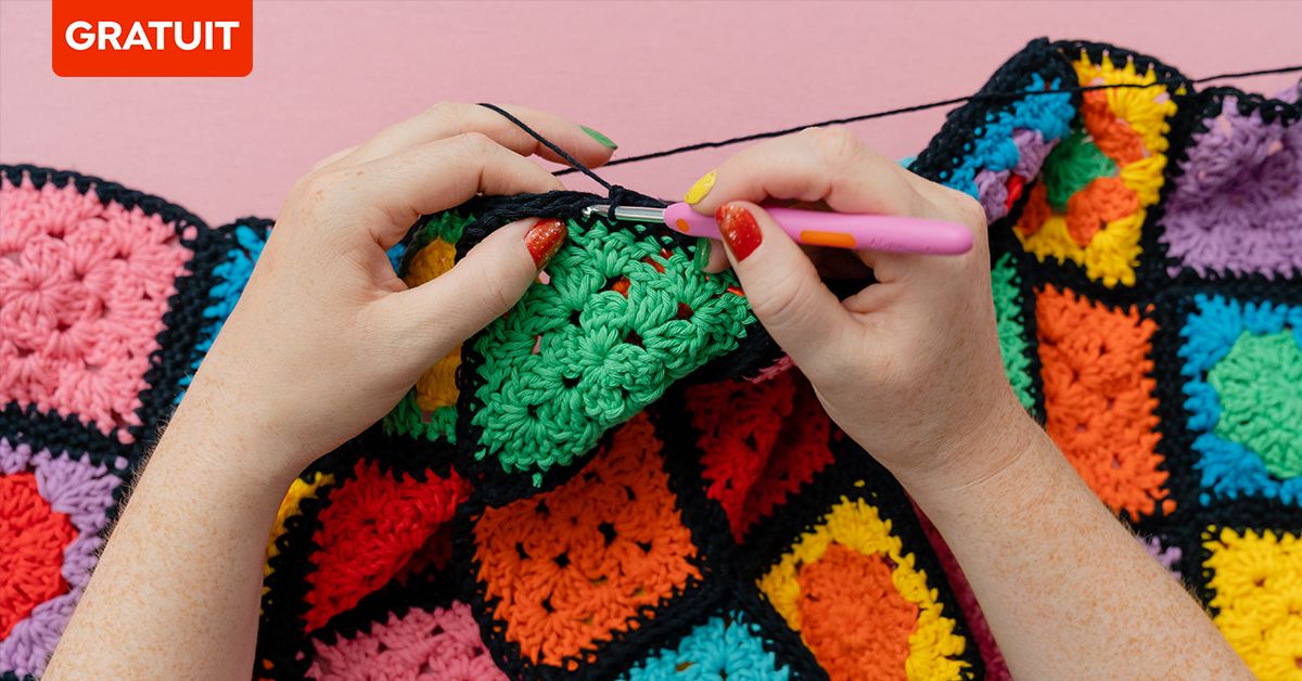 Patron gratuit Comment crocheter un granny square Domestika