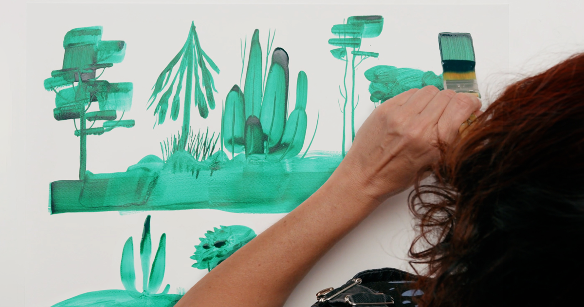 Ejercicios para aprender a pintar árboles con diferentes pinceles