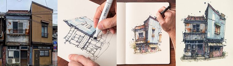 Expressive Architekturskizzen mit Markern