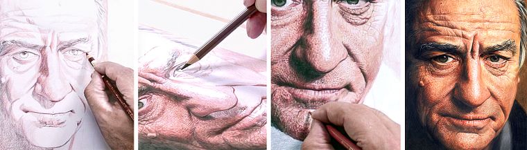 Retrato realista com lápis de cor