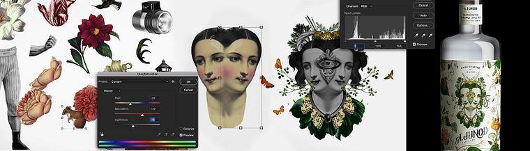 Ilustración con collage digital enfocado a producto