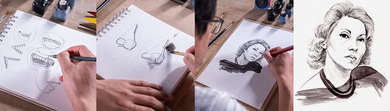 Introduction to Portraits with India Ink and Nibs
