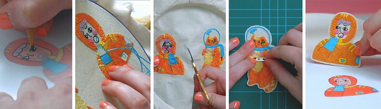 Character Illustration with Needle and Thread