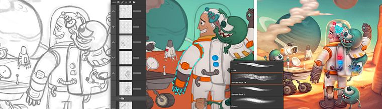 Digitale Illustration mit Volumen und Textur