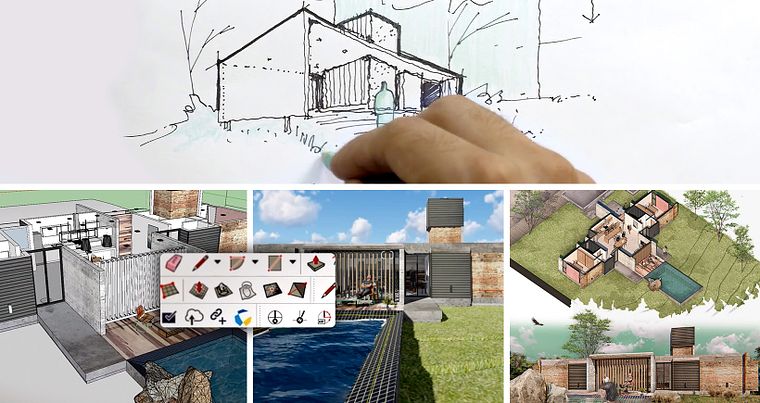 Ilustración digital de proyectos arquitectónicos