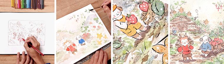 Imaginary Worlds Illustrated with Ink and Watercolor