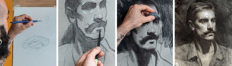 Portret realist în cărbune