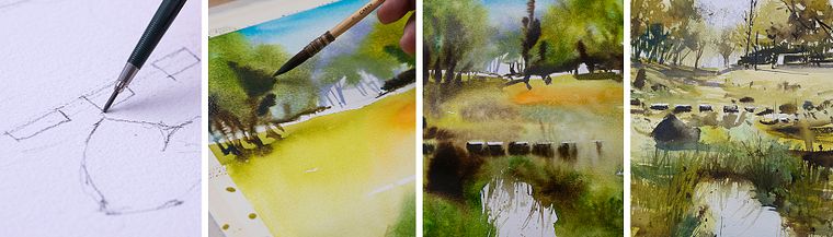 Natürliche Aquarelllandschaften