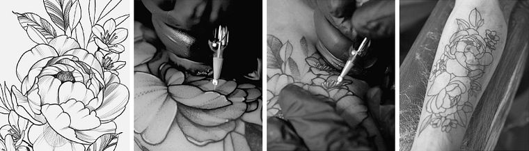 Tatuagem botânica com pontilhismo