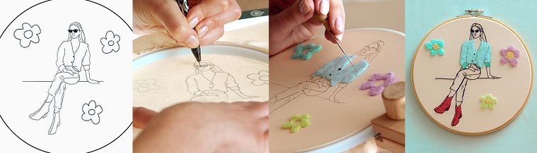Bordado de imagens de moda com needle felting