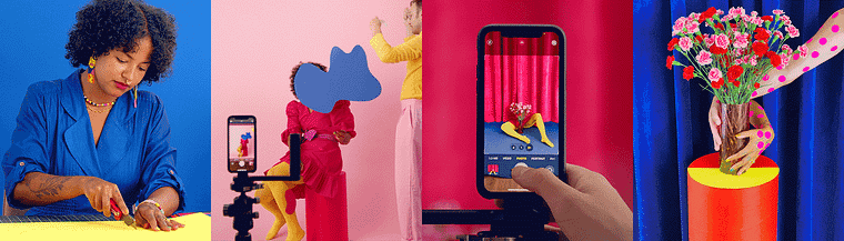 Fotografia da studio colorata per Instagram