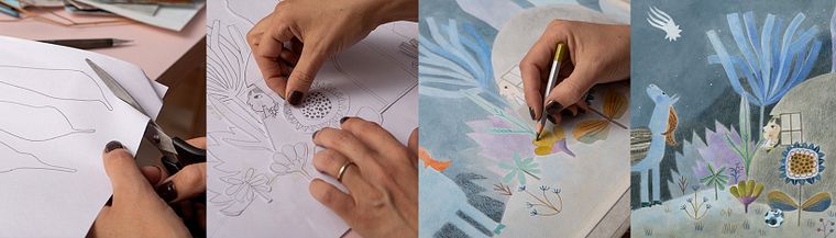 Children's Narrative Illustration with Mixed Techniques