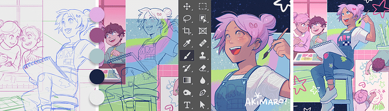 Ilustração digital com influência mangá