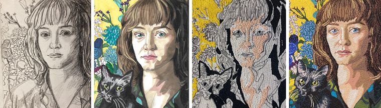 Embroidered Portraits with Punch Needle