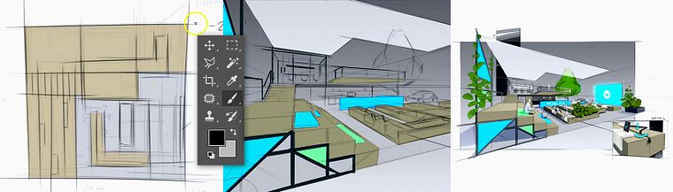 Conceptueel schetsen voor architectuur en ontwerp