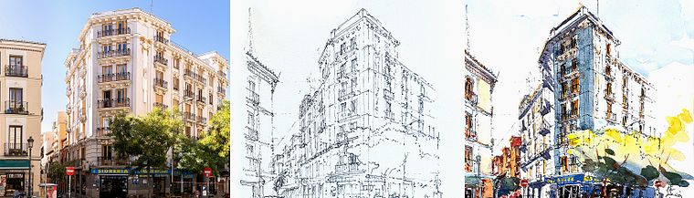 Sketching architettonico per illustrazioni urbane
