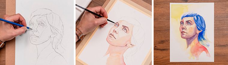 Współczesny portret malowany akwarelą