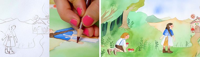 Ilustración en acuarela para cuentos infantiles