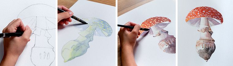 Illustration d'éléments naturels à l'aquarelle