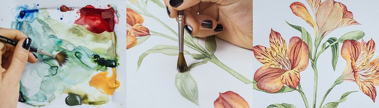 Acuarela botánica: ilustra la anatomía de las flores