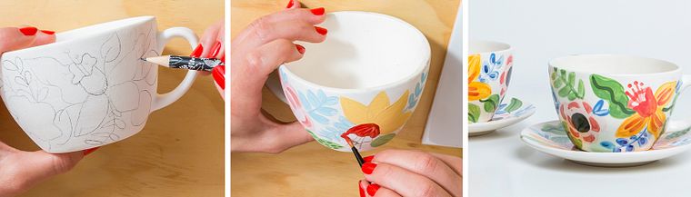 Florale Illustration auf Keramik