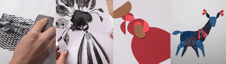 Illustrated Characters with Paper