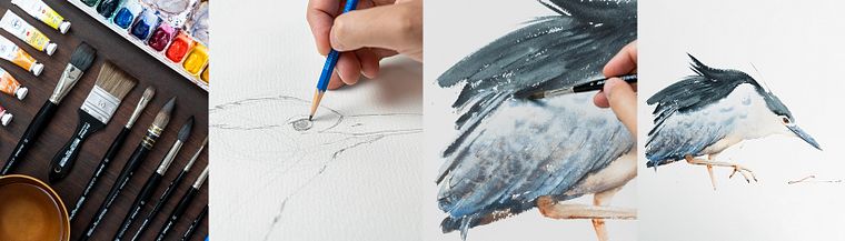 Aquarela naturalista com expressão e personalidade