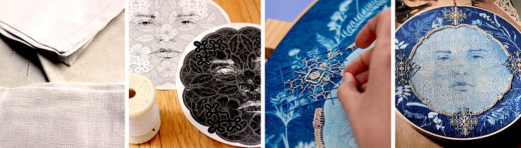 Bluework: cianotipia e bordado