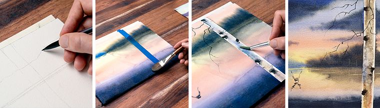Sfeervolle landschappen met aquarel