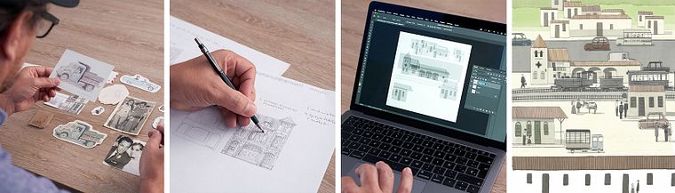 Dessin d'architecture pour des histoires illustrées